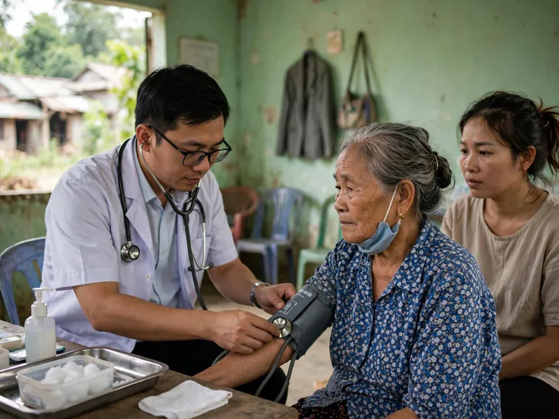 Ảnh minh họa: Bác sĩ khám bệnh tại Trạm Y tế xã Giả Hải