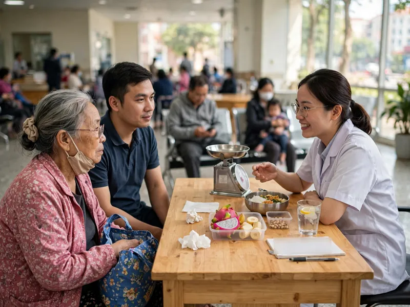 Ảnh minh họa: Bàn tư vấn dinh dưỡng tại sảnh Khoa Khám bệnh